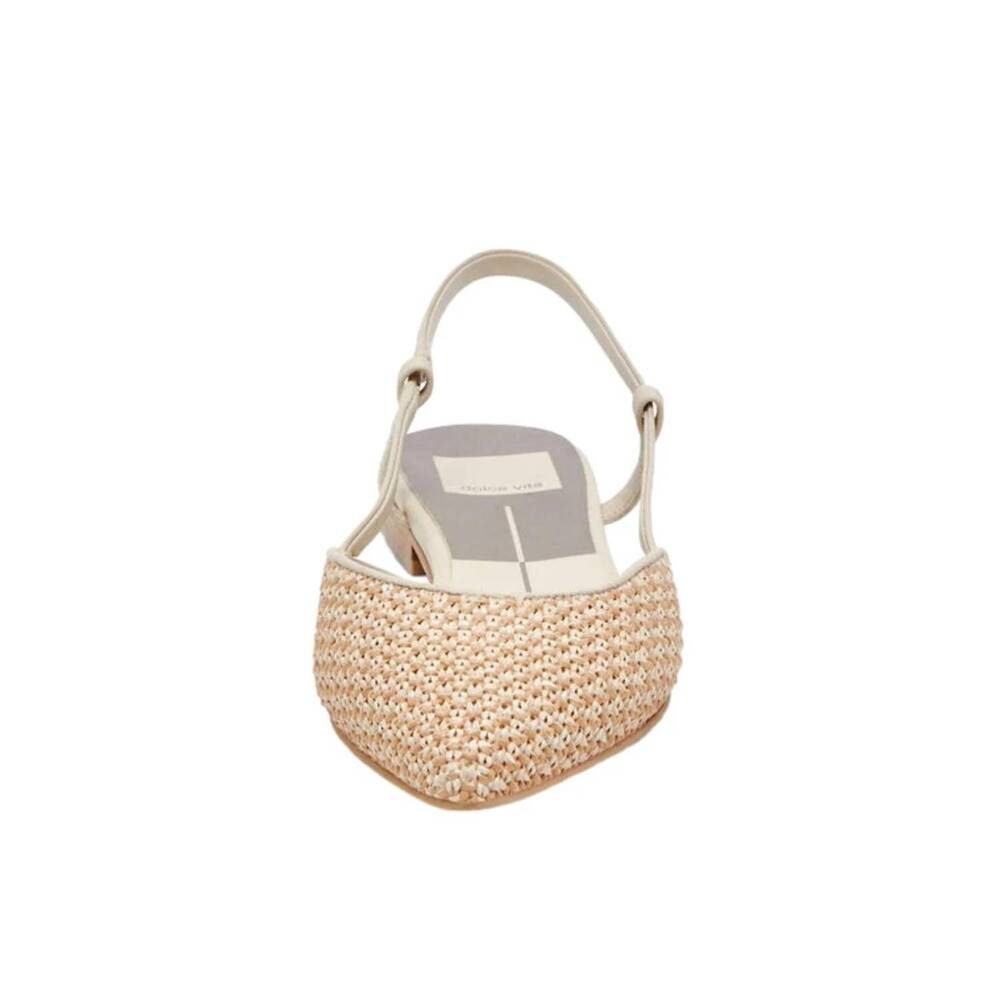 NEW DOLCE VITA women's narah pointed toe flat in white/natural raffia - Picture 4 of 5